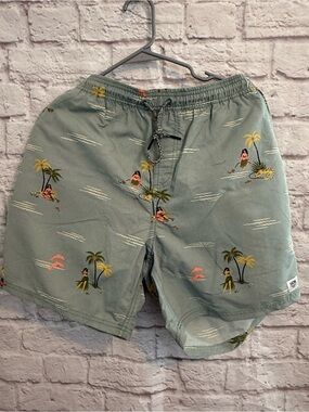 Katin Lazy Days Swim Trunks tropical print,hula girls, palm trees mens XL NWT